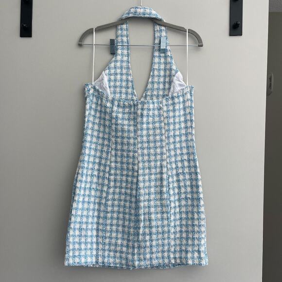 Blue Gingham Tweed Dress - Picture 3 of 4